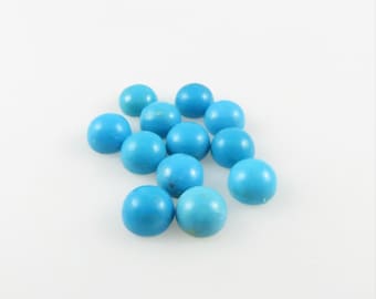 Turquoise - 6mm Calibrated Round Flat-Back Gemstone Cabochons - Six (6) Pieces (T107)