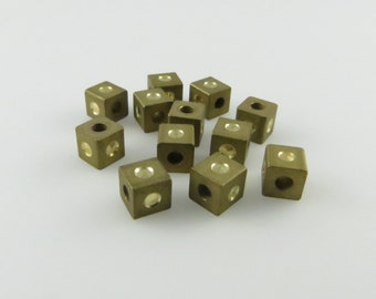 Metal Cube Beads 12 pieces Z153 3.5mm Grooved Silver-Colored Base