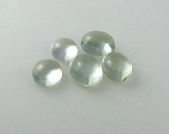 Green Amethyst - Lot of Flat-Back Gemstone Cabochons - 5 Pieces (GA107)