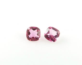 Topacio rosa - Gemas sueltas facetadas de talla cojín de 7 mm, dos piezas (TZ155)