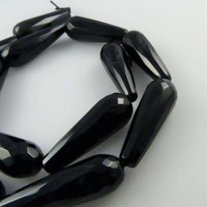 30mm Facettierte, Teadrop Schwarz Onyx Edelstein Perlen 13 Perlen, Ganzer Strang Z287 Bild 1