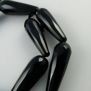 30mm Faceted, Teadrop Black Onyx Gemstone Beads 13 Beads, Full Strand Z287 image 4