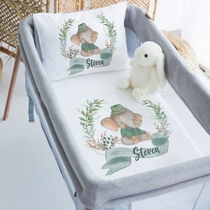 Elephant Baby Bedding Set: Personalized Crib Duvet, Sheet & Pillowcase
