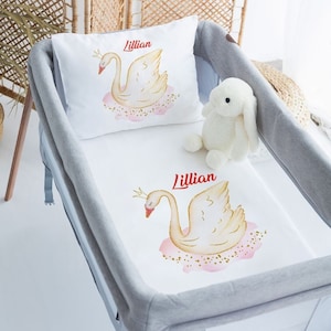 Parure de lit pour chambre de bébé Swan : parure de lit 100 % coton personnalisée