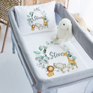Safari Animals Newborn Baby Crib Sheet SET 3 PCS - Floral Themed Bedding Set for Baby Boy, Baby Crib Sheet, Duvet Cover, Pillowcase Custom