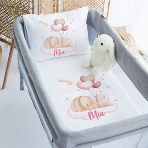 Personalized Baby Bedding Set-Custom Name Duvet Cover,Pillowcase and Fitted Sheet-Soft Cotton Nursery Bedding-Newborn Gift-Cute Bunny Design