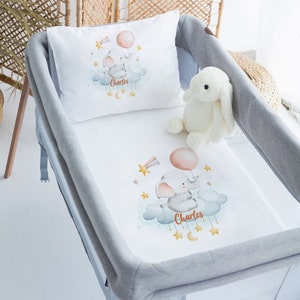 Cute Elephant Baby Crib Set, Newborn Baby Crib Bedding Set, Organic Cotton Baby Duvet Cover, Fitted Sheet and Pillowcase Set, Baby Gift