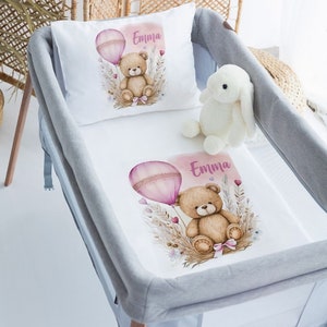 Personalized Baby Bedding Set-Custom Name Duvet Cover,Pillowcase and Fitted Sheet-Soft Cotton Nursery Bedding-Newborn Gift-Teddy Bear Design