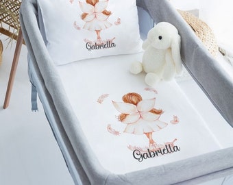 Juego de ropa de cama para cuna de bebé de algodón orgánico personalizado: tema de niña ángel
