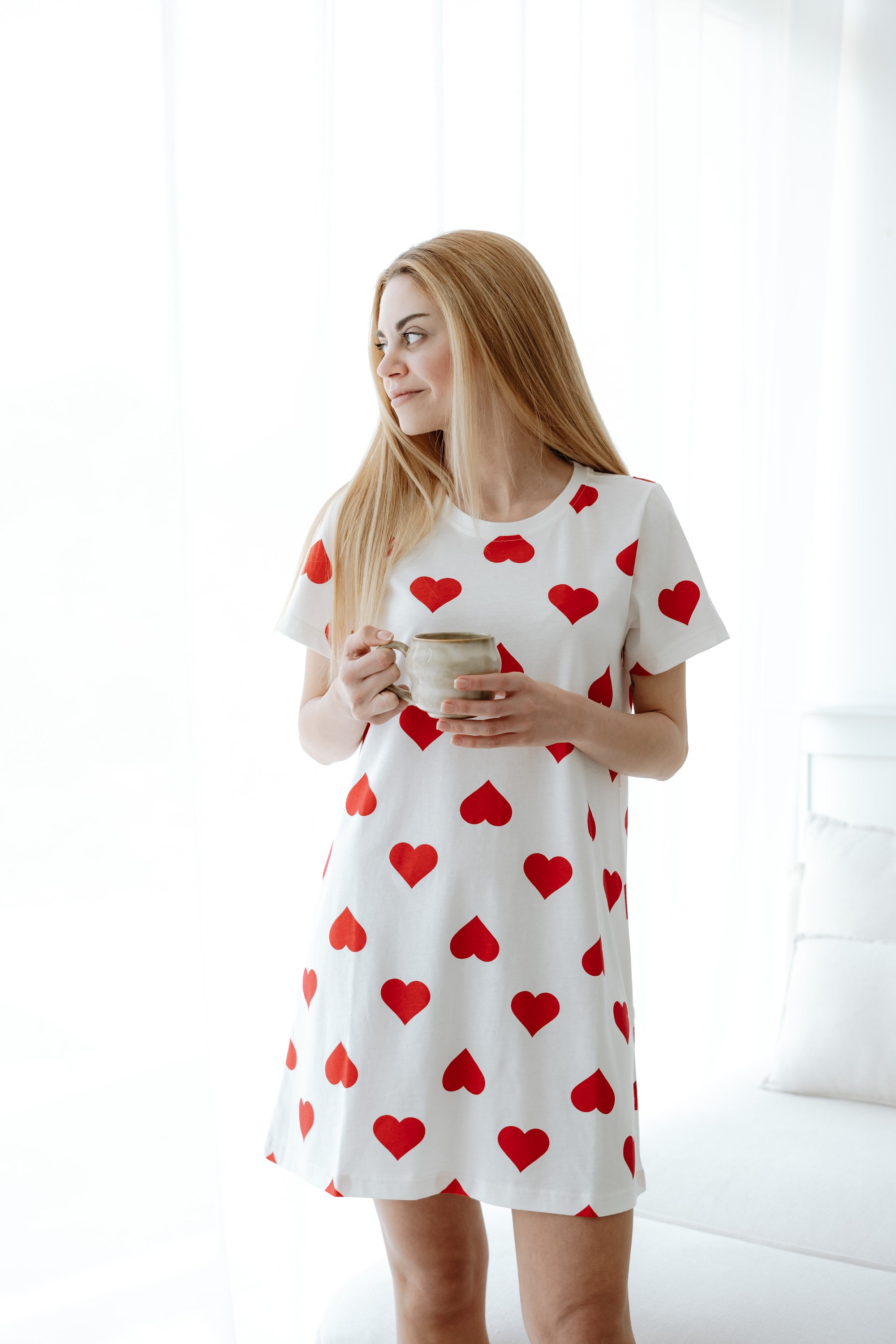 strapless open back dress Love Me Heart Print Mesh Top | Sheer Alternative Top | Sizes 4-38 main image 1