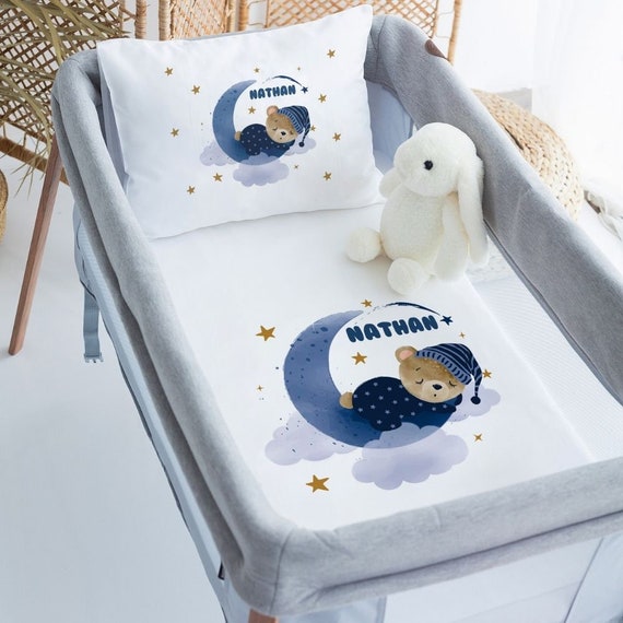 Parure de lit bebe personnalisee Cadeau prenom personnalise Coton bio pour bebe Cadeau personnalise Confort de bebe Oreiller pour bebe Parure de lit avec prenom pour bebe garcon Etsy France