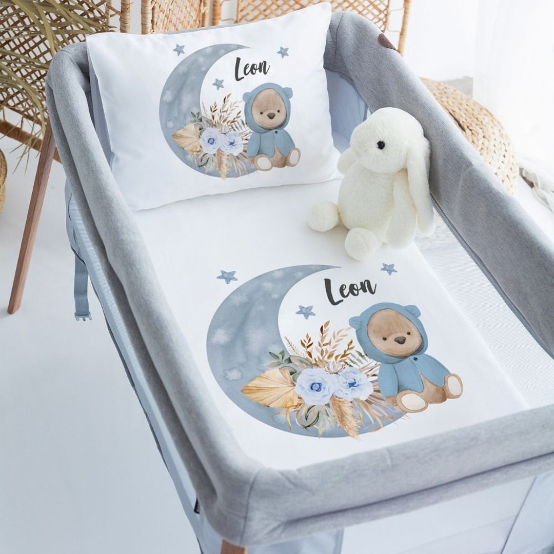 Parure De Lit Bébé 2 Pièces 120x90cm - Motif étoiles Blanches Et Gris, 100% Coton