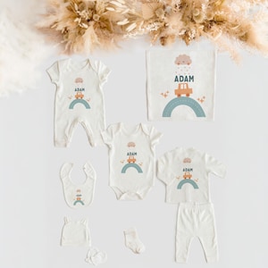 Personalized 10-Piece 100% Organic Cotton Newborn Coming Home Outfit Set, Baby Boy Girl Home Outfits, Baby Shower Gift, Customized Baby Gift
