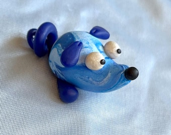 Blue Doggo - Feeping Creatures polymer clay monster figurine