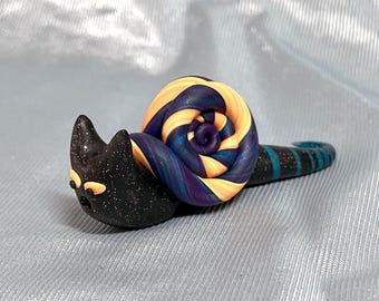 Cosmic Snat (Snail Cat) - Feeping Creatures polymer clay monster figurine