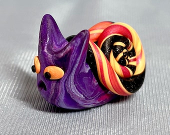 Manx Snat (Snail Cat) - Feeping Creatures polymer clay monster figurine