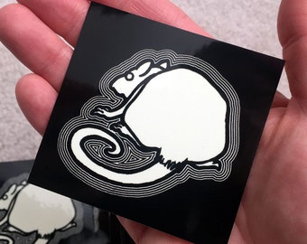 Glow-in-the-Dark Ghost Rat vinyl sticker - Feeping Creatures monster art