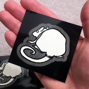 Glow-in-the-Dark Ghost Rat vinyl sticker - Feeping Creatures monster art