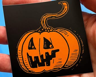 Halloween Jack-o-Lantern Pumpkin vinyl sticker - Feeping Creatures by Dylan Edwards