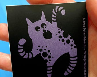 Funky Cat iridescent vinyl sticker - Feeping Creatures by Dylan Edwards