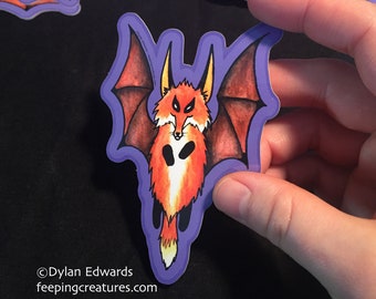 Flying Fox Bat vinyl sticker - Feeping Creatures monster art