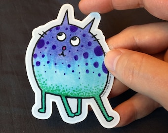 Blue Cat Alien vinyl sticker - Feeping Creatures by Dylan Edwards