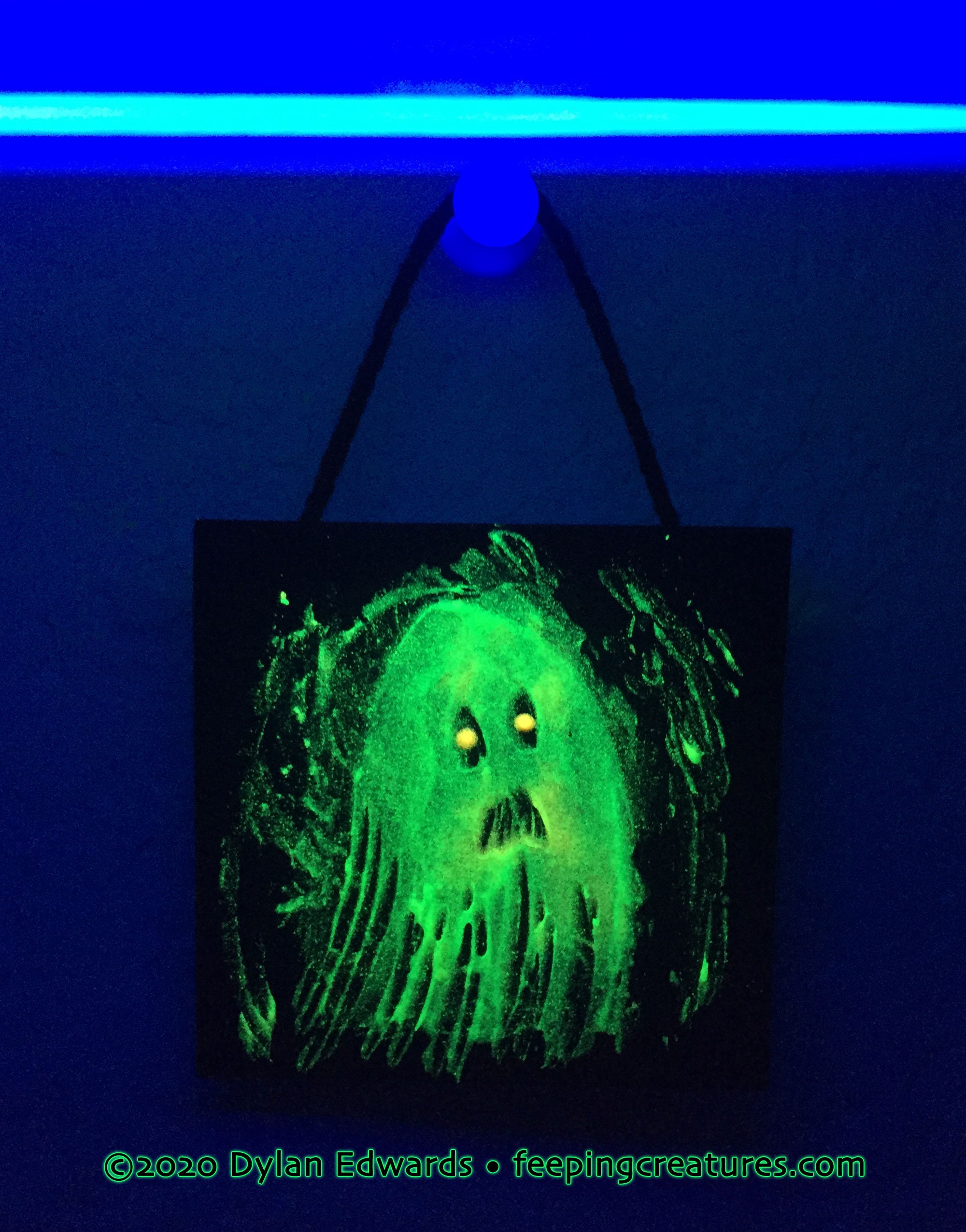 Swamp Ghost Glow-in-the-Dark Acrylic tiny painting Feeping | Etsy