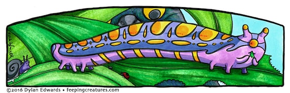 Caterpillar Cyclops in the Garden Feeping Creatures Monster Art - Etsy