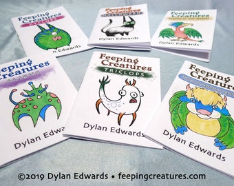 Monster Art Micro Zines - set of 6 - Feeping Creatures art by Dylan Edwards