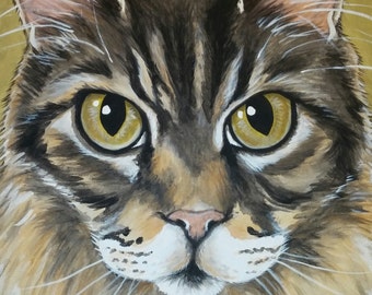 Personalizado pintado pet Portrait 11x14, pintura del gato, regalo del propietario de la mascota, memorial del animal doméstico