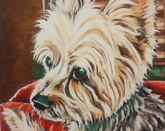 Pet Portrait Painting 12x12 CUSTOM, memoria de mascotas, pérdida de mascotas, gato, perro, cachorro, mejor amigo, regalo de dueño de perro
