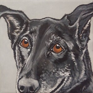 Benutzerdefinierte Pet Portrait Malerei 8 x 8 Haustier Denkmal, Haustier Verlust, Hund, Katze, beste Freundin, Haustier Besitzer Geschenk Bild 1