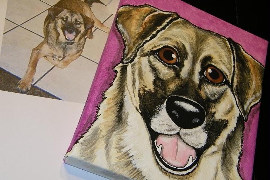 Pet Portrait Painting 8x10 Custom Hand Painted Dog Cat Pet Etsy