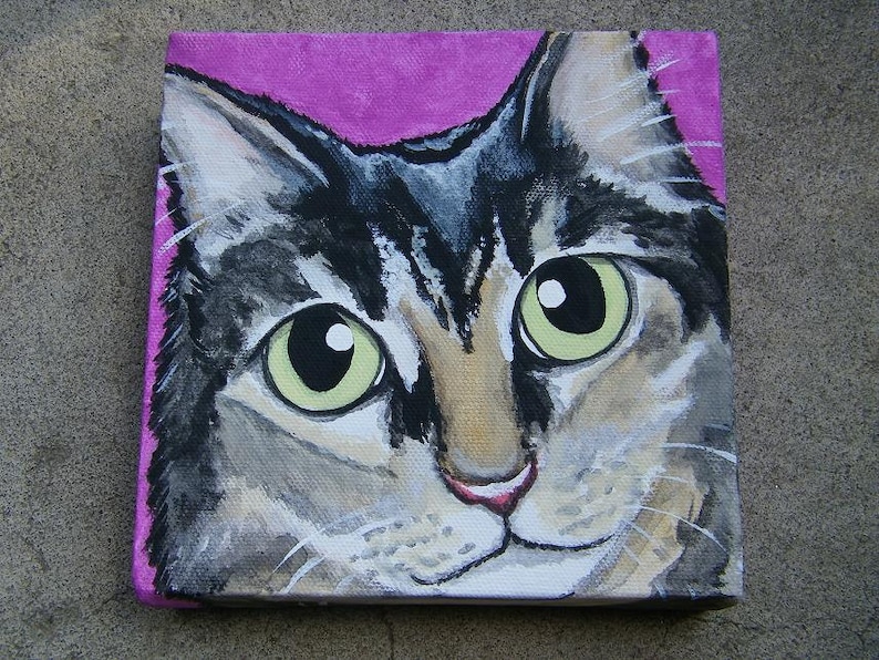 Benutzerdefinierte Pet Portrait Malerei 8 x 8 Haustier Denkmal, Haustier Verlust, Hund, Katze, beste Freundin, Haustier Besitzer Geschenk Bild 4