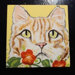 Mini Pet Portrait on Canvas - Custom - 3x3, pet memorial, pet loss, best friend, painted pets