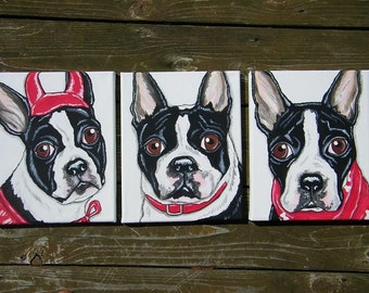 Tres (3) pinturas personalizadas de retratos de mascotas 8x10, memorial de mascotas pintado a mano, mejor amigo, perro, gato