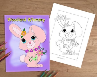 Woodland Whimsy Printable Coloring Pages for kids, digital upload PDF files, children's coloring sheets, animal pictures to color, 10 pages