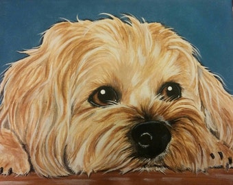 Pet Portrait Painting 8x10 Custom hand painted, dog, cat, pet loss, pet memorial, best friend