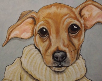 Custom Pet Portrait Painting 16x20 handpainted Pet, cute animal Art, painted pet, Chihuahua, personalized gift