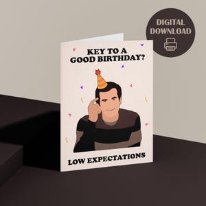 Modern Family Birthday Card DIGITALE Scarica Phil Dunphy Biglietto d'auguri La chiave per un buon compleanno Basse aspettative Divertente biglietto stampabile
