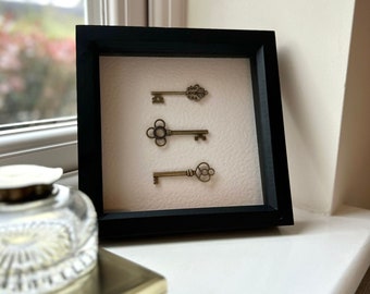 Framed keys / Vintage Home Decor / Rustic Home Decor / Handmade art / Vintage Home Decor / Rustic Wall art / Wedding gift / Home ornament