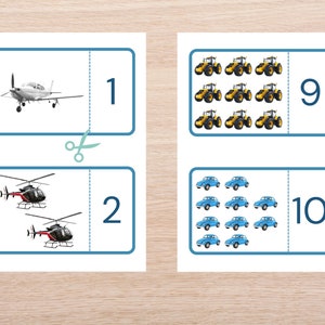 TRANSPORT counting cards, numbers 1 - 10 count