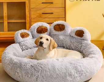 Flauschiges Pfoten-Hundebett, gemütliches großes Wollbett für Hunde, Katzenbett, Haustierbett, 4 GRÖSSEN