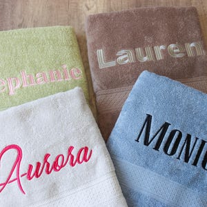 Embroidered text towel Personalized bath towel Monogrammed Towel With Name Bathroom decor