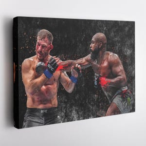 Jon Jones vs. Stipe Miocic Canvas Print - UFC Heavyweight Championship Fight Wall Art, MMA Decor for Home & Man Cave, Framed Poster