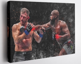 Jon Jones vs. Stipe Miocic Canvas Print - UFC Heavyweight Championship Fight Wall Art, MMA Decor for Home & Man Cave, Framed Poster