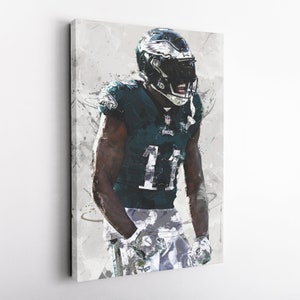 A. J. Brown Poster, Philadelphia Eagles - Canvas Print, Framed Poster, Kids Decor, Man Cave Gift, Wall Art Decor, Canvas Wrap
