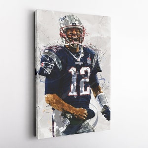 Tom Brady Poster, New England Patriots - Canvas Print, Framed Poster, Kids Decor, Man Cave Gift, Wall Art Decor, Canvas Wrap