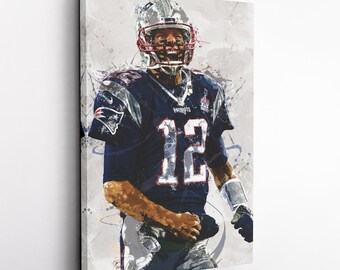 Tom Brady Poster, New England Patriots - Canvas Print, Framed Poster, Kids Decor, Man Cave Gift, Wall Art Decor, Canvas Wrap