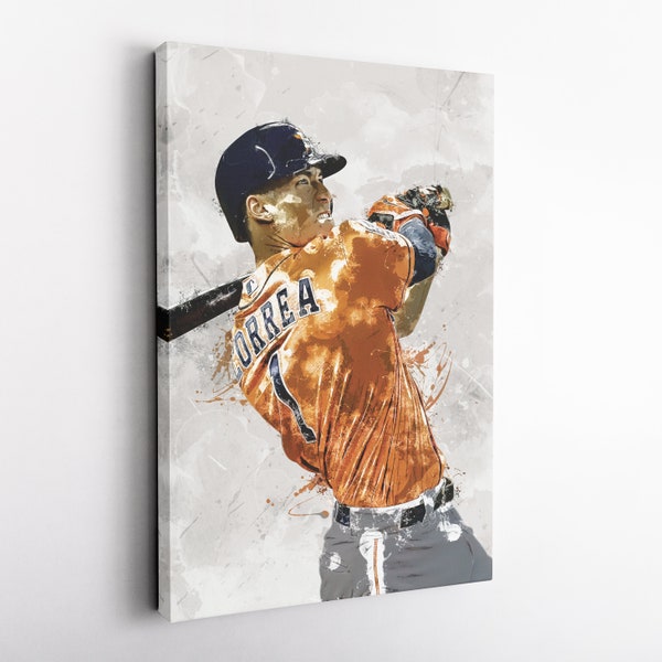 Carlos Correa Poster, Houston Astros, Canvas Print, Framed Poster, Home Decor, Kids Room, Man Cave Gift, Wall Art Decor, Canvas Wrap